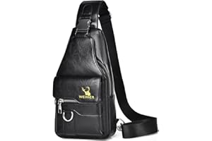 Hjkiopc Sacoche Homme Bandouliere Sac de Poitrine Sac business Sac de Loisir PU Cuir Pochette Epaule de Voyage pour Homme Femme