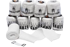 Meister Elastic Gauze Hand Wraps for Boxing & MMA - Mexican Style - White - 10 Pack