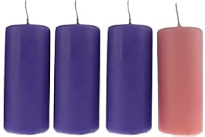 4 Candele per l'Avvento Ø 5 cm h. 12 cm - Preghiera in 7 lingue all'interno per celebrare l'attesa la venuta di Cristo - Made in Italy - Cereria Di Giorgio