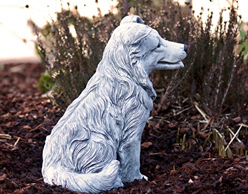 Steinfigur Hund Collie, Frost- und wetterfest bis -30°C, massiver Steinguss - 3