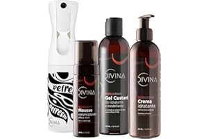 Kit Definizione e Refresh per capelli mossi, ricci, super ricci e afro Natural&Amazing di DIVINA BLK, 4 prodotti inclusi, trattamento completo