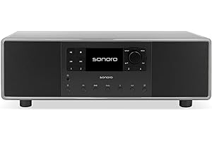 sonoro Primus Internetradio mit Bluetooth (Spotify, Deezer, Podcasts, FM/UKW, DAB Plus, WLAN, AUX-In, Holzgehäuse) Stereoanlage Chalk Grey