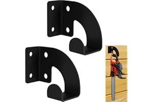 VANROUG 2 Pcs Chainsaw Hanger, Heavy Duty Chainsaw Wall Mount Holder, Organizer Mounted Chainsaw Rack, Chain Saw Hanger for Garden, Garage, Workshop, Black Metal