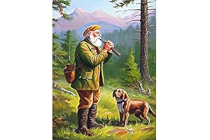 VAIIEYO 5D Diamond Painting Chasseur, Broderie Diamant Chien, Canevas Diamant kit Complet Point De Croix Broderie Salon Chambre Autocollant Mural Décoration 30x40cm