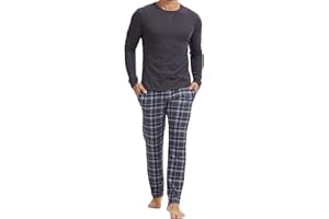 The Essentials Wardrobe Mens Pyjama Set with Short Sleeve & Long Sleeve T Shirt & Bottom Pants - Sleepwear, Loungewear & Nightwear for Men - Soft & Comfortable Mens PJs