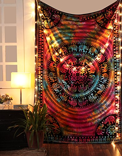Wandteppich Bunt Mandala Indisch Elefant Tie Dye Tapestry Hippie Deko Boho Tuch Bohemian Wandbehang Von Rajrang