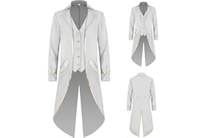 TTOKGZG Men's Gothic Vintage Tailcoat Steampunk Renaissance Medieval Vintage Coat, Frock Coat Costume for Halloween