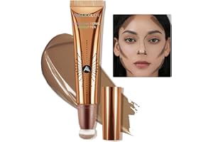 Anglicolor Contorno Liquido Con Aplicador Almohadilla,Contouring Maquillaje Natural,Bronceador Líquido,Countoring Maquillaje Larga Duración,Glow Contour Wand (04#,12ml)