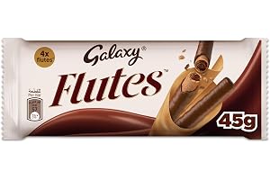 Galaxy Flutes Chocolate, 4 Fingers, 45g, Share Moments of Galaxy Chocolate Pleasure, Light Crunchy Wafer