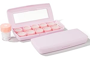 Esdallina 1Pcs Contact Lens Travel Case with Cleaner Portable Contact Box with Mirror Tweezers (Pink)