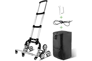Yinleader aluminium trolley, folding hand truck, extremely robust, extra long 106 cm handle, four 360° universal wheels, includes shopping box and expander rope