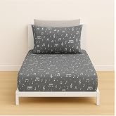 Ezgi Tek Kişilik Nota Desen 90 x 200 cm Lastikli &Ccedil;arşaf ve Yastık Kılıfı, Antrasit