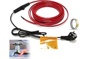 TEOV Câble chauffant antigel, câble chauffant auto-régulant avec thermostat et prise Schuko, câble chauffant pour tuyau de protection contre le gel 25W/M 230V IP65, 8M