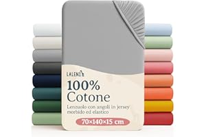 Laleni Lenzuola Culla Neonato - Lenzuola Lettino - Lenzuola Carrozzina Neonato - Coprimaterasso Culla con Angoli Elastici - Coprimaterasso Lettino 100% Cotone 135gsm - Grigio - 60x120-70x140cm