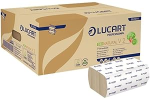 LUCART PROFESSIONAL ECONATURAL V2 Asciugamani ecologici piegati a "V" Lucart EcoNatural V2 2 veli avana 20 conf. da 190 pezzi per un totale di 3800 salviette