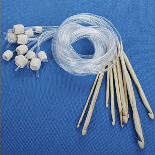 Pixnor 12st Professional unterschiedlich große gebleicht Teppich häkeln Haken Bambusnadeln (3.0 mm bis 10,0 mm) - 5