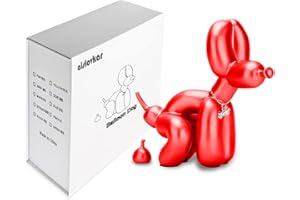 alslovkar Statua a forma di cane con palloncino, decorazione per la casa, moderna scrivania e ufficio, decorazione per la casa, accessori per il soggiorno (Dipinto-Rosso,22x22x10cm)