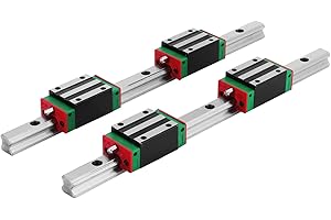 HAPPYBUY OrangeA Linear Rail 2Pcs 15-300mm Linear Guideway Rail + 4X Square Block CNC Set Bearing Smooth Motion High Rigidity Lathes