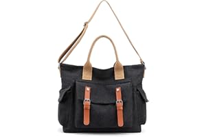 FANDARE Tela Borsa Tracolla Spalla Tote Donna Borsa a Mano Messenger per 10.5 Pollice Tablet Shopping Viaggio Partito Work Crossbody Bag Nero