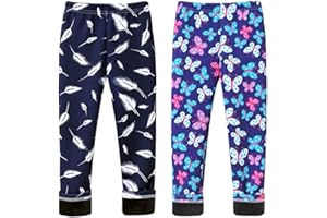 FedMois Leggins Pantaloni Felpati Collant Termici Invernali Bambina Ragazza Confezione da 2