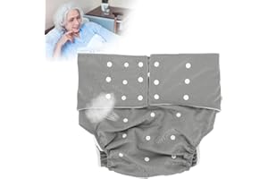 Yotown Adultos pañales de Tela, Ajustado pañal de pañal Reutilizable y Ropa Interior Protectora de Cuidado de incontinencia, Adecuado para Hombres Mujeres Adolescentes(Grey)