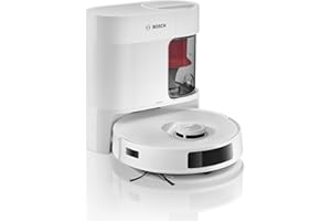 Bosch Spotless + BCRD1W Robot aspirateur-Laveur, 11 000 Pa, serpillère Statique, Station de Service, Navigation Smart Vision Infrarouge, Application Home Connect, Blanc