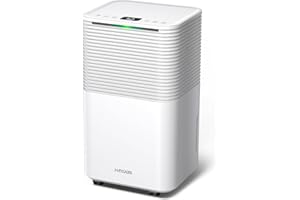 HUMILABS Dehumidifiers for Home Real-Time Display & Touch Control, 12L/Day Dehumidifier Laundry Drying with 3 Colors Indication, Child Lock, Dehumidifier with Dual Drainage, 24H Timer for Home/Basement/Office