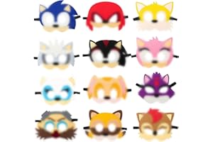 wopin Lot de 12 masques de fête à thème de personnage de dessin animé - Accessoires de cosplay et d'anniversaire - Cadeau pour enfants