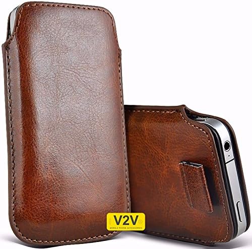 OnePlus 5T (6") - Premium Quality Luxury PU Leather Pull Tab Cord Case Skin Cover (Brown) by V2V international