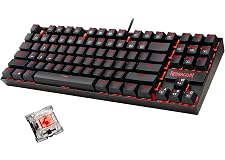 Redragon K552-2 87 Keys 60% Small TKL Mechanical Gaming Keyboard (Black Red LED Backlit)