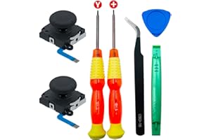 BlueMW 7PCS Switch Joycon 3D Analog Joystick Daumen-Sticks für NS Switch/Switch OLED/Switch Lite, 3D Links Rechts Analog Joysticks Ersatz und Reparatursatz für NS Switch Joy-Con (Schwarz)