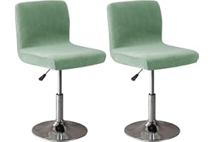 CLGTY Velvet Bar stool covers with backs 2 pack, Stretch Swivel bar stool seat covers Removable stool cover with Elastic Bottom for Kitchen Bar counter-green-2 pack
