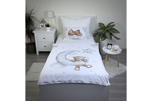 Jerry Fabrics Biancheria da letto con orsacchiotto su nuvola, 100 x 135 cm, 100% cotone