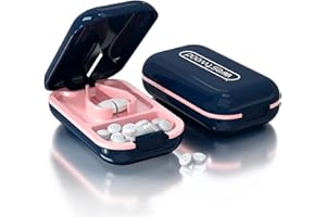 Dyroe tablettenteiler, Pillenschneider Große und Kleine Tabletten, Tablettenspalter Pillenteiler mit Tablettenaufbewahrungsfach, Pillen Vitamin-Tabletten, Tragbarer Tasche Pillenzerkleinerer Blau