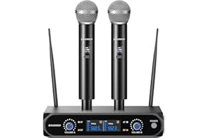 Aokeo Wireless Microphone System, Metal Wireless Mic Set,Handheld Cordless Dynamic Microphones for Singing, Karaoke, Church, DJ,100ft Range