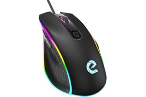 ELECGO RGB Mouse, 12800 DPI Mouse Ottico Cablato con 8 Pulsanti Programmabili e 14 Modalità di Retroilluminazione, Software Supporta Tasti Fai Da Te Pulsante Rapid Fire, Laptop/PC/Mac, Nero