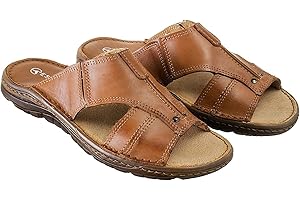 ESTRO Sandalias Hombre Verano Cuero - Sandalias Hombre Cuero Chanclas Piel con Suela Goma Antideslizante s1