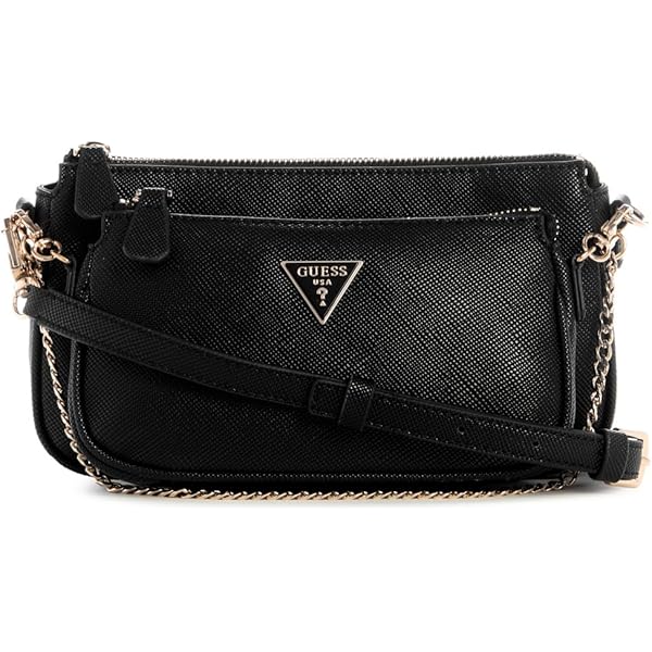 Sac A Main Femme Guess Guess Brenton Flap Shoulder Bag Coal Logo In Schwarz | DE Sac Polyuréthane Recyclé
