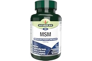 Natures Aid MSM 1000mg – High Strength Methylsulphonylmethane Supplement – Supports Joints, Mobility & Skin – Pure MSM – Vegan, Gluten Free – 90 Tablets