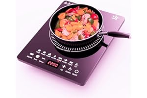 KISEELY Plaque à induction, 2200W plaque de cuisson induction portable avec fonctionnement silencieux, 8 modes de cuisson tactile avec capteur, brûleur de comptoir multifonction (DX1)