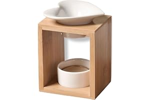‎ZEN ARÔME Zen'Arôme - Duftlampe Arum - Duftwachs-Brenner - Diffuser für Ätherische Öle und Raumdüfte - Kerzenhalter Aromatherapie - Dekorativer Teelichthalter aus Holz und Keramik - Höhe: 12,5 cm