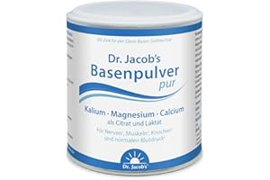 ‎DR. JACOB'S Dr. Jacob’s Basenpulver pur I Kalium, Magnesium, Calcium, Zink I pure Mineralstoffe als Citrat und Laktat I Gezielter Mineralstoff- und Basen-Ausgleich* I 200 g, 36 Portionen