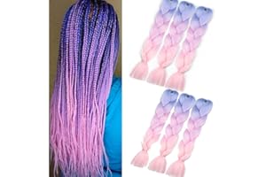 SHANGXIU braids extensions rosa ombre jumbo braids extension 24" Kanekalon Kunsthaar Flechten Extensions 6pcs Kunsthaar Zum Einflechten Blaulicht lila-rosa
