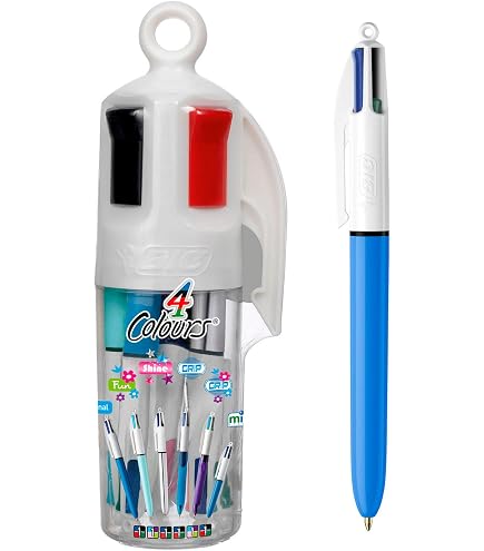 BIC 4-Farben-Kugelschreiber – 3er Pack | Einziehbar, Mit Blau, Schwarz, Rot, Grün | Ideal Für Schule, Büro & Notizen