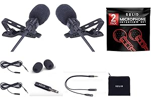 SOLID WERPOWER Lavalier Microphone avec Clip, 3.5 mm Micro Cravate Omnidirectionnel Audio Enregistrement Microphone Adapté aux Entretiens, Vidéoconférences, Podcasts, Dictée etc.