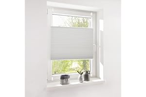 ‎DESWELL Deswell Plissee ohne Bohren Klemmfix Grau B45 x H130 cm Plisseerollo Sonnenschutz und Sichtschutz Jalousien Easyfix Plissees Lichtdurchlässig Rollo für Fenster & Tür