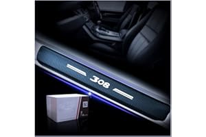 Muchkey Seuil de Porte Voiture Fibre de carbone Réfléchissant Autocollant Pour Peugeot 308 Protection de seuil de porte de voiture Styling 4 Pièce Blanc