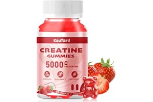 KauYard Creatine Monohydrate 5000mg Gummies - Sugar Free Muscle Support Supplement with Electrolytes & Vitamin D3 | Strawberry Flavour Chewable Creatine for Athletes & Fitness