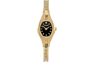 Sekonda Evelyn 22mm Women’s Gold Analogue Classic Quartz Cocktail Watch with Black Stone Set Dial Mineral Glass and Stainless Steel Strap