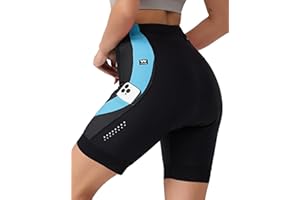 VeloVibe Radhose Damen mit 4D Sitzpolster Fahrradhose Damen Radlerhose Damen Gepolstert Atmungsaktiv Stoßfeste Radhose Damen Kurz mit Taschen Radlershorts Damen